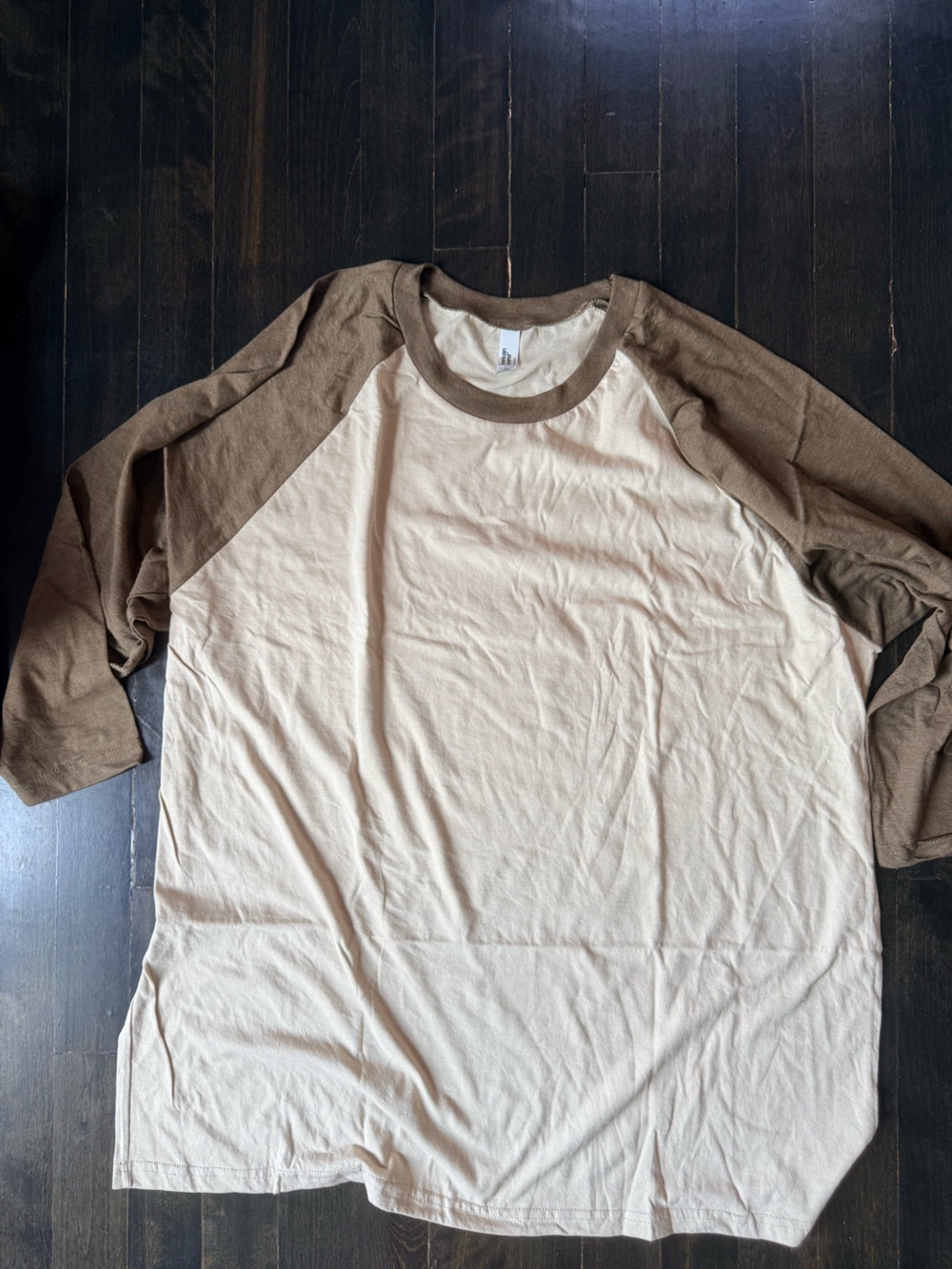 American Apparel Unisex Two-Tone Raglan Shirt - Cream and Brown